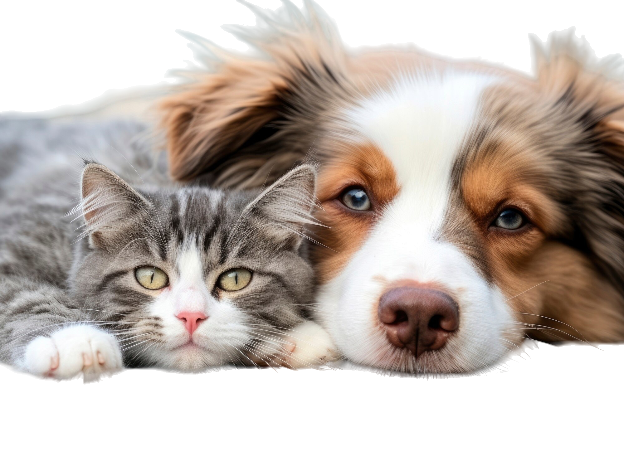 Cat and dog together — pet feeding calculator